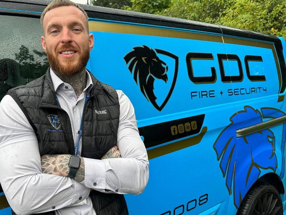 Gareth, owner of GDC Fire & Security, with the company van